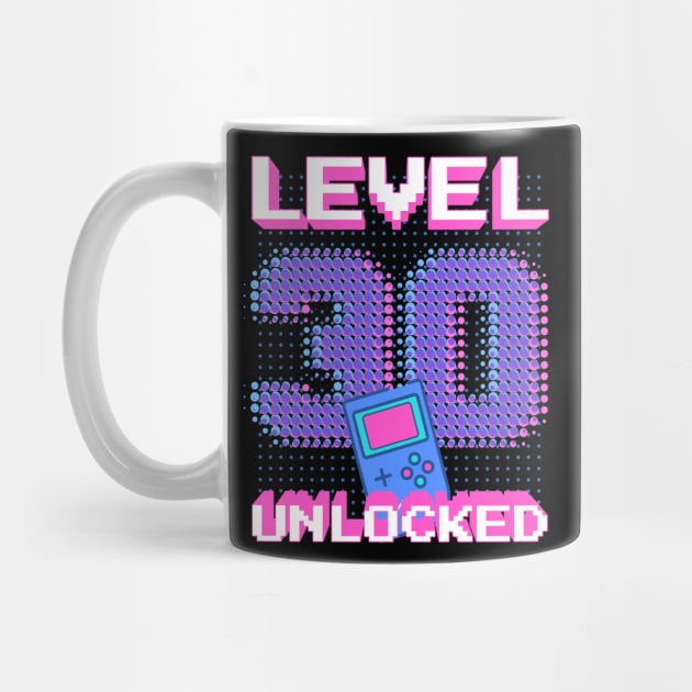 Retro Level 30 Unlocked Shirt 30th Video Gamer Birthday Gift by BitcoinSweatshirts